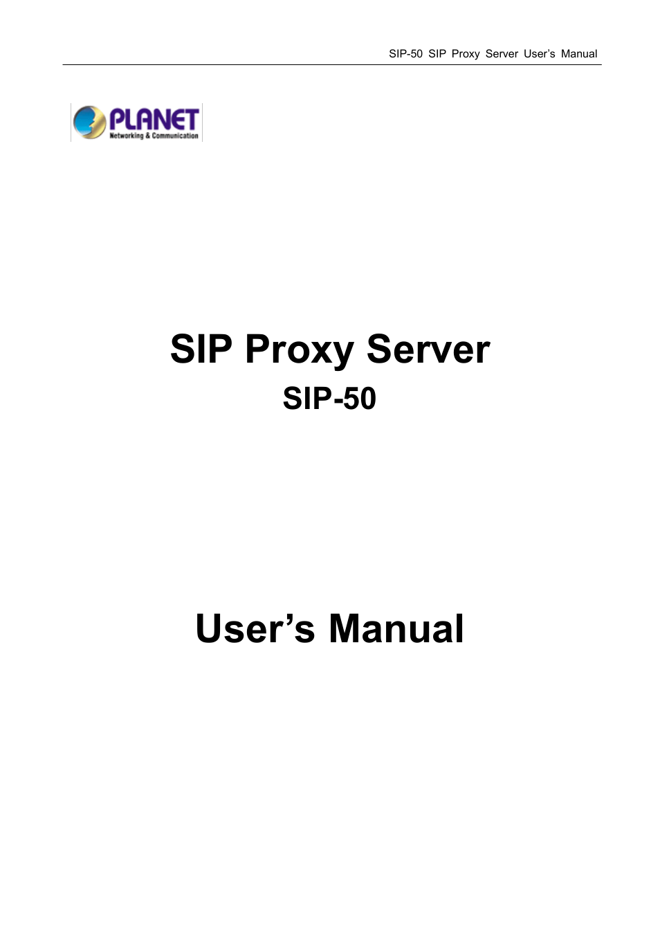 PLANET SIP-50 User Manual | 27 pages