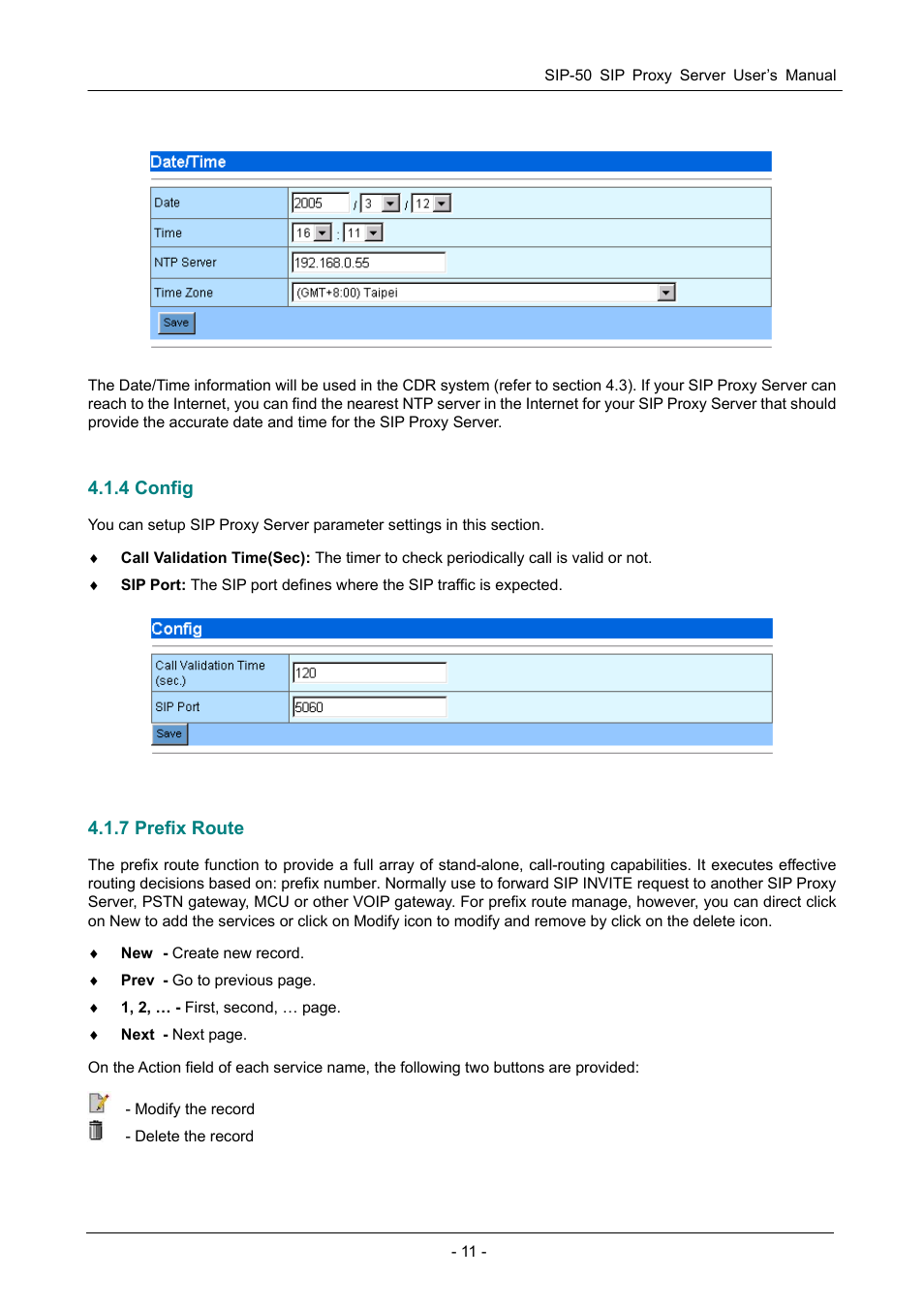 4 config, 7 prefix route | PLANET SIP-50 User Manual | Page 14 / 27