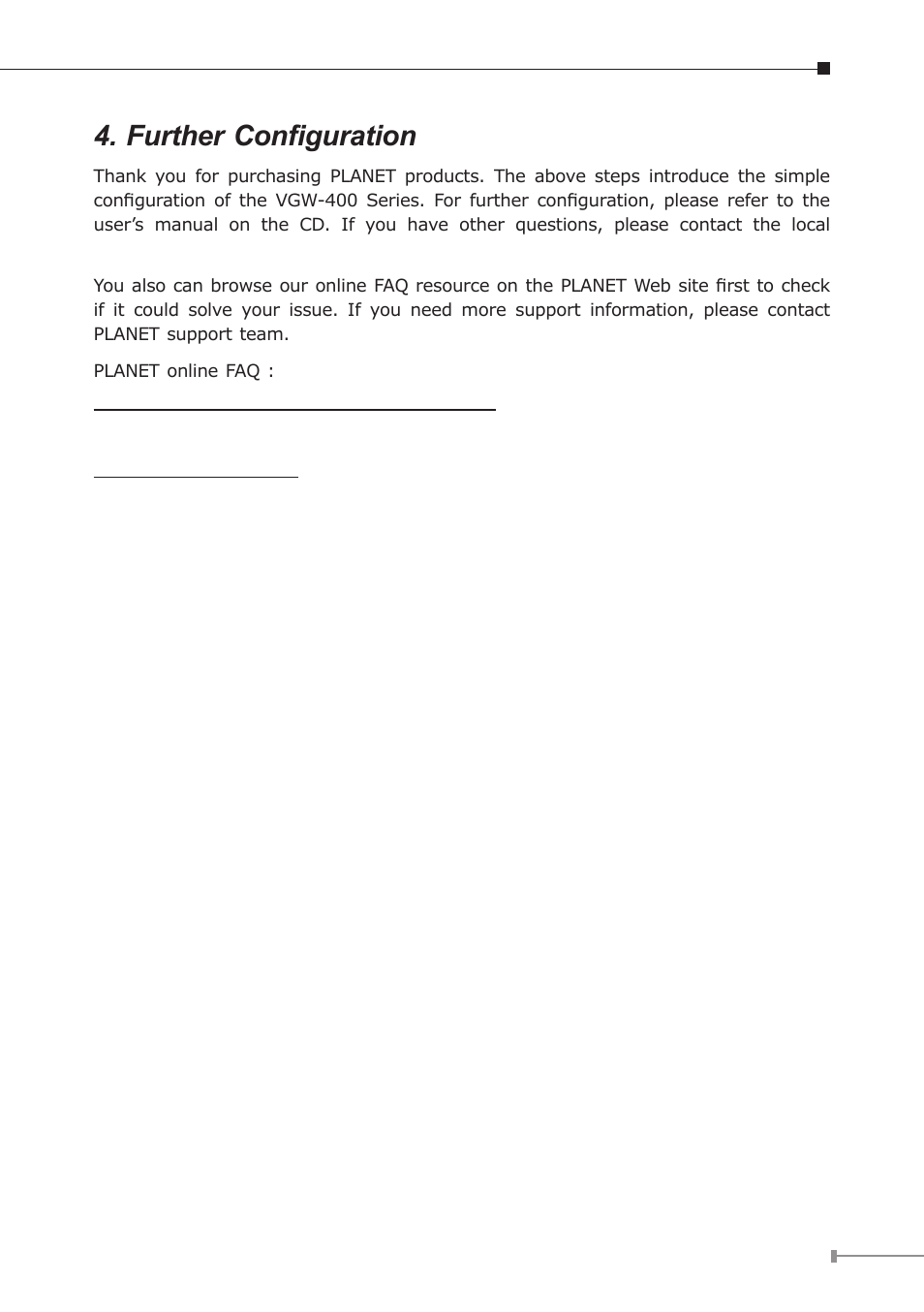 Further configuration | PLANET VGW-400FO User Manual | Page 11 / 12