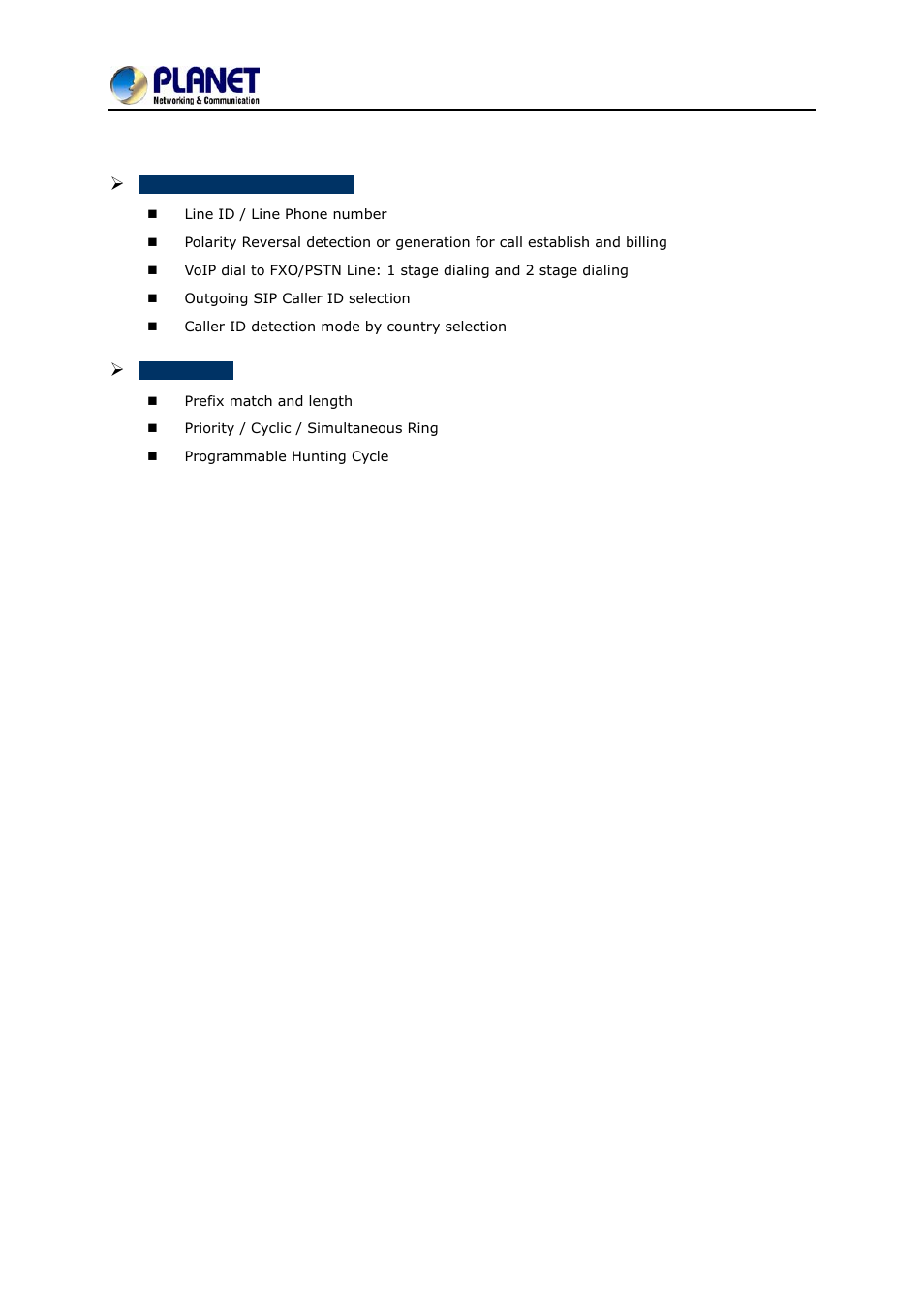 Port sip internet telephony gateway vgw-400 series | PLANET VGW-400FO User Manual | Page 11 / 80