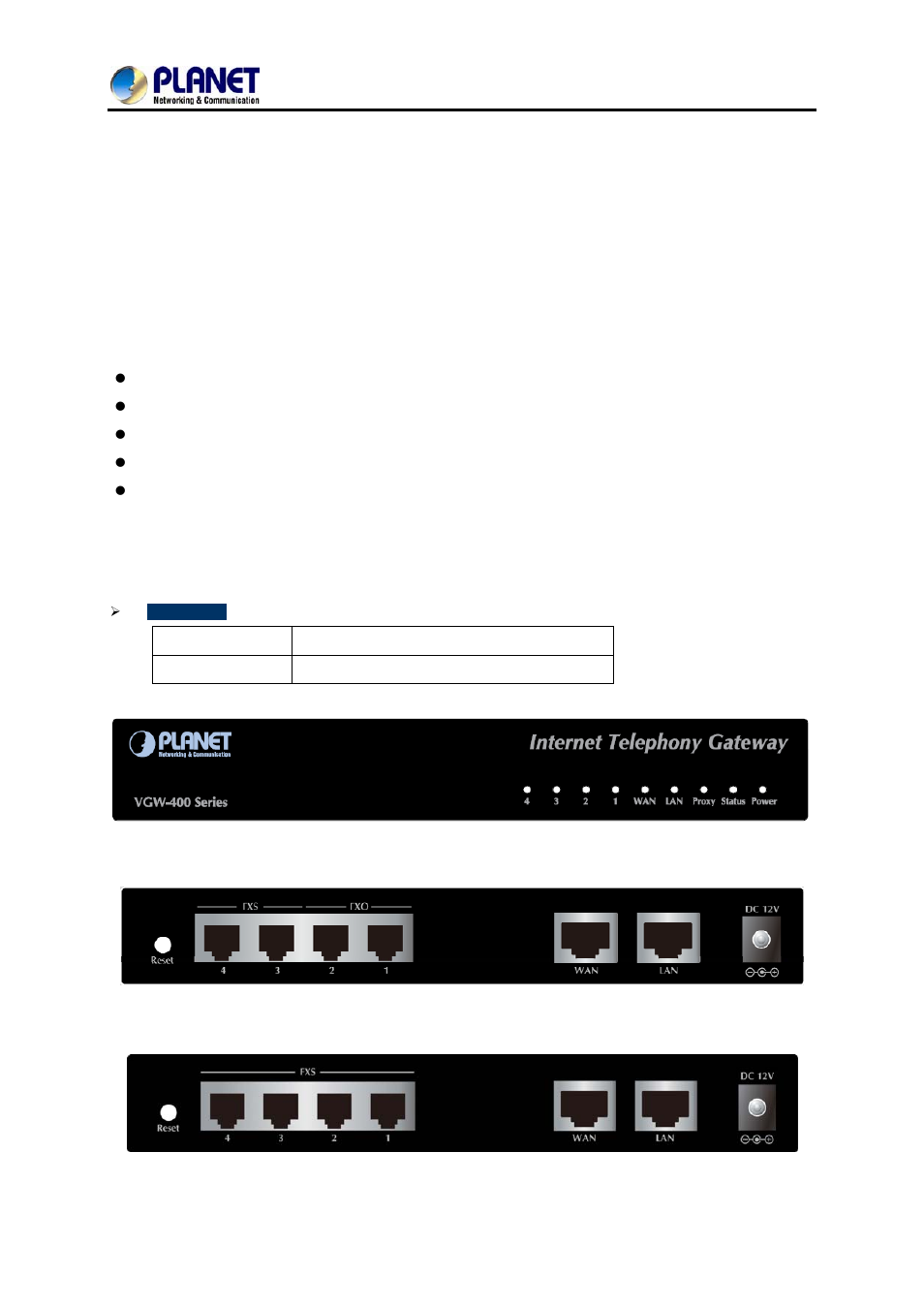 2 package contents, 3 physical specifications | PLANET VGW-400FO User Manual | Page 12 / 80