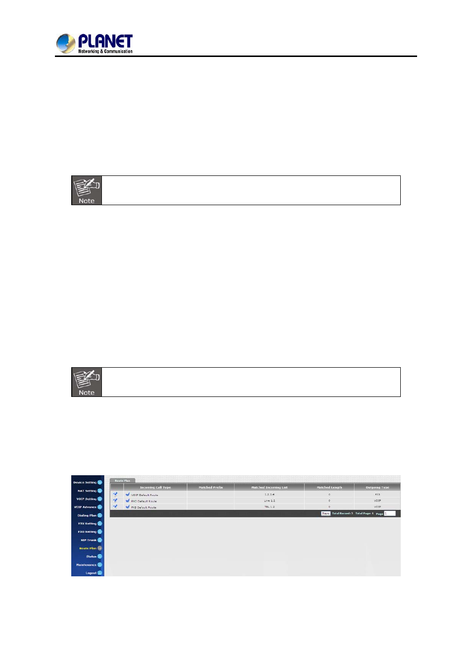 Chapter 11 route plan, 1 for pabx mode interface | PLANET VGW-400FO User Manual | Page 67 / 80