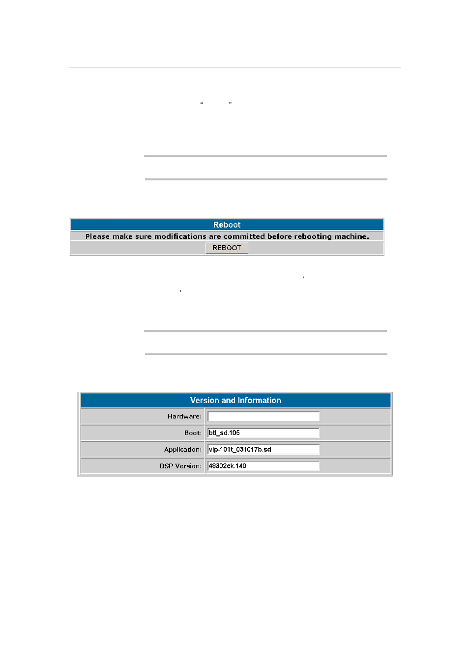 Reboot, Version information | PLANET VIP-101T User Manual | Page 30 / 34