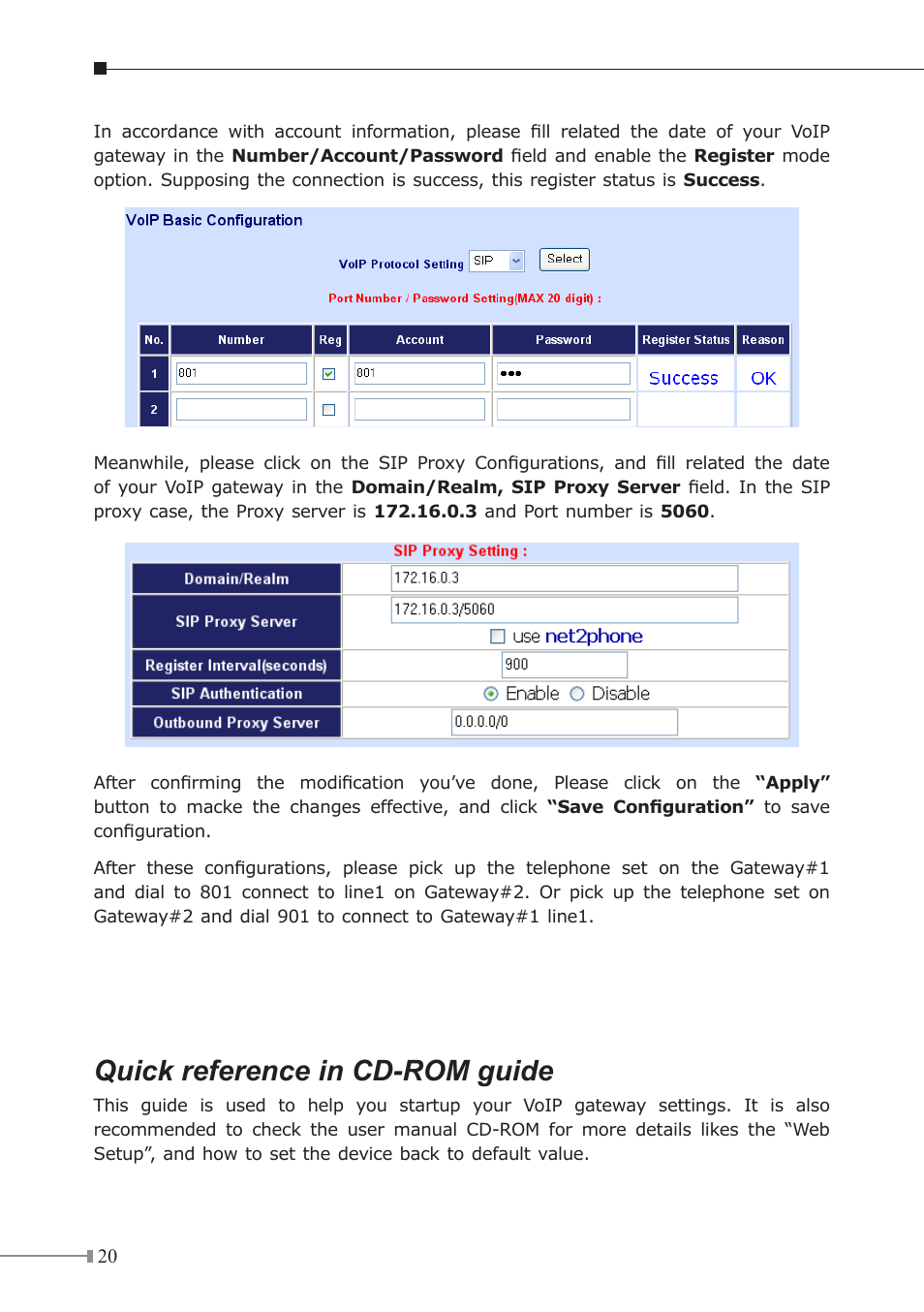 Quick reference in cd-rom guide | PLANET VIP GW User Manual | Page 20 / 20