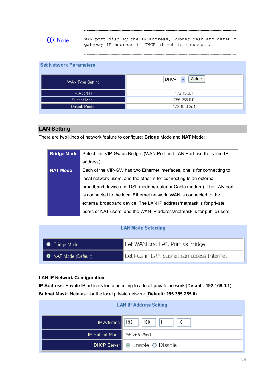 Lan setting | PLANET VIP-1680 User Manual | Page 24 / 93