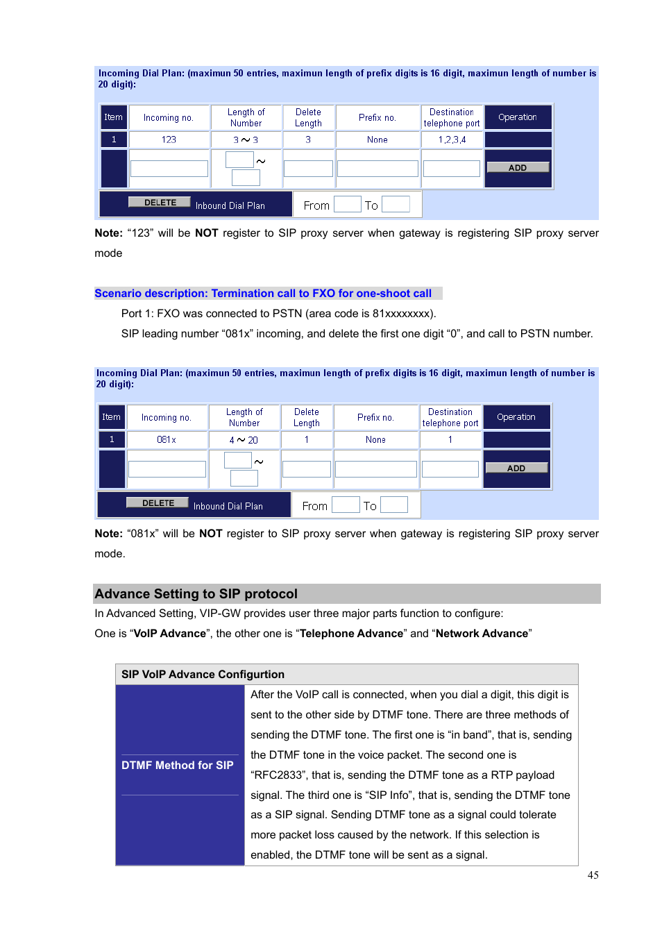 Advance setting to sip protocol | PLANET VIP-1680 User Manual | Page 45 / 93