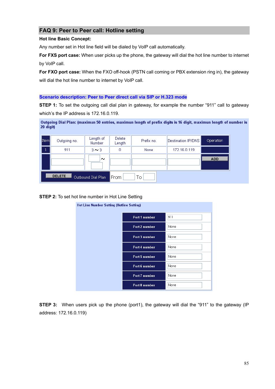 Faq 9: peer to peer call: hotline setting | PLANET VIP-1680 User Manual | Page 85 / 93