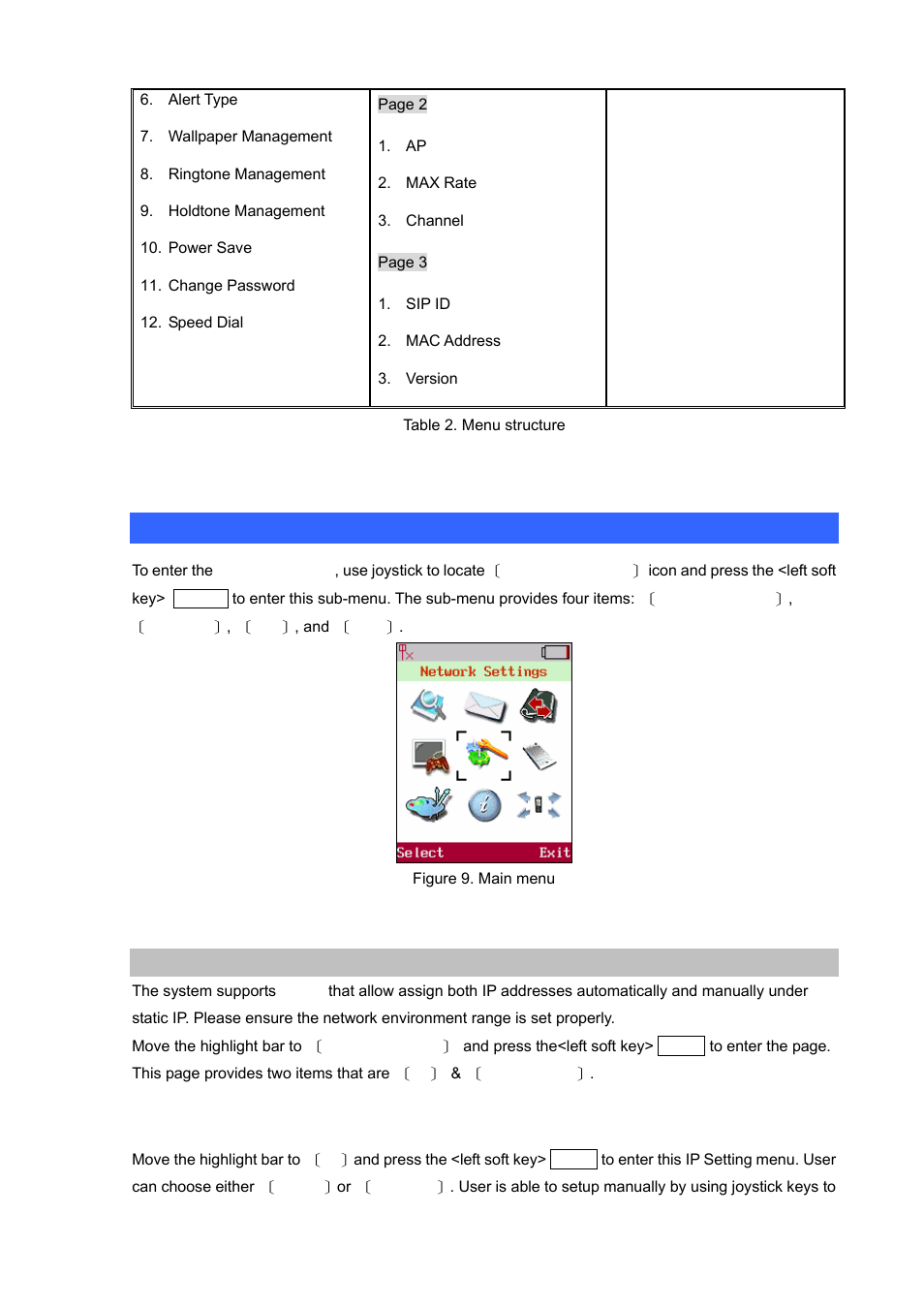 Network settings, Network config, Ip settings | PLANET VIP-192 User Manual | Page 15 / 74