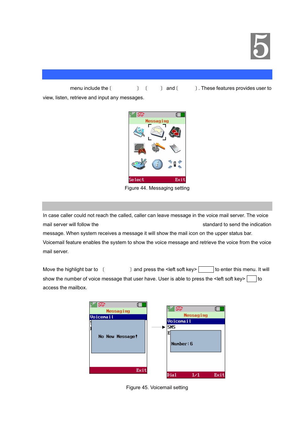 Chapter 5 messaging, Messaging settings, Voicemail | Chapter 5, Messaging | PLANET VIP-192 User Manual | Page 33 / 74