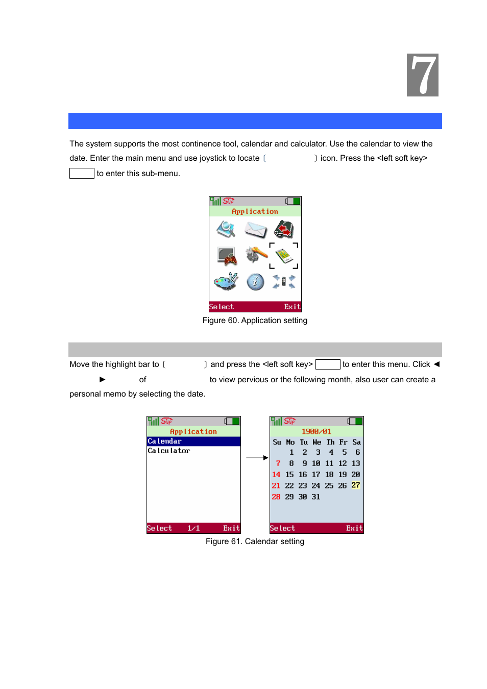 Chapter 7 application, Application, Calendar | Chapter 7 | PLANET VIP-192 User Manual | Page 41 / 74