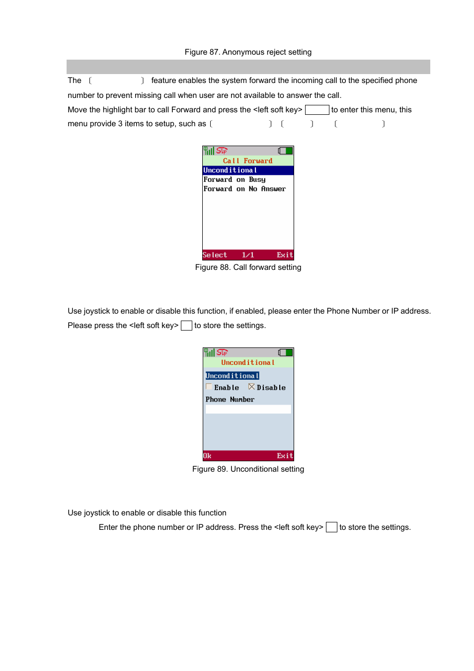 Call forward, Unconditional, Forward on busy | Unconditional forward on busy | PLANET VIP-192 User Manual | Page 53 / 74