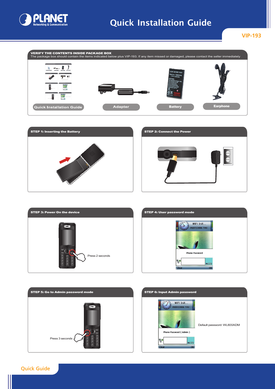 PLANET VIP-193 User Manual | 2 pages