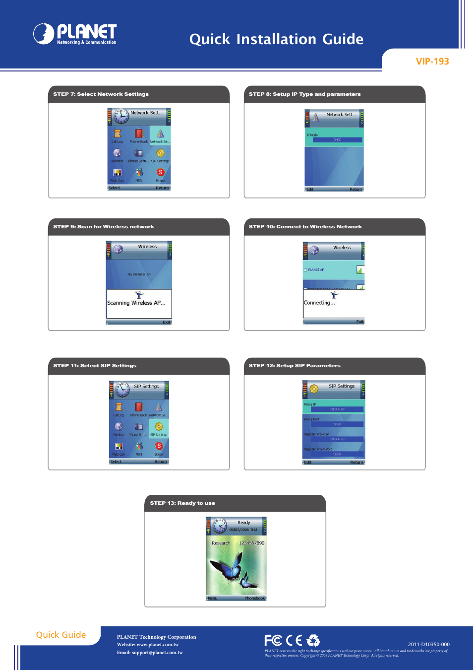 Quick installation guide, Vip-193, Quick guide | PLANET VIP-193 User Manual | Page 2 / 2