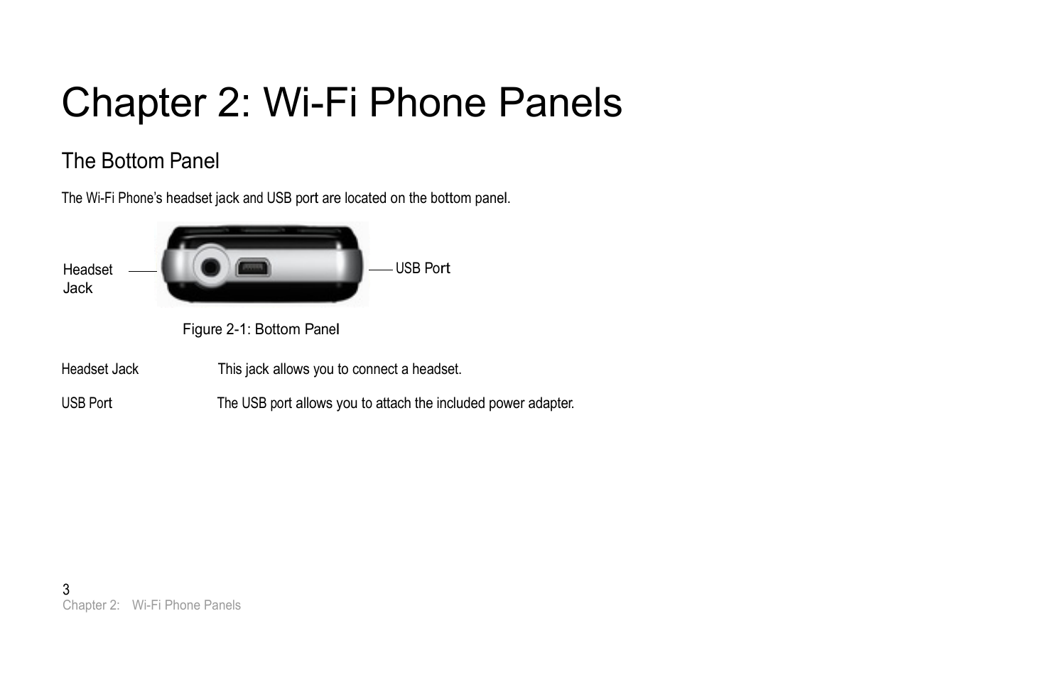 Chapter 2: wi-fi phone panels, The bottom panel | PLANET VIP-193 User Manual | Page 10 / 83
