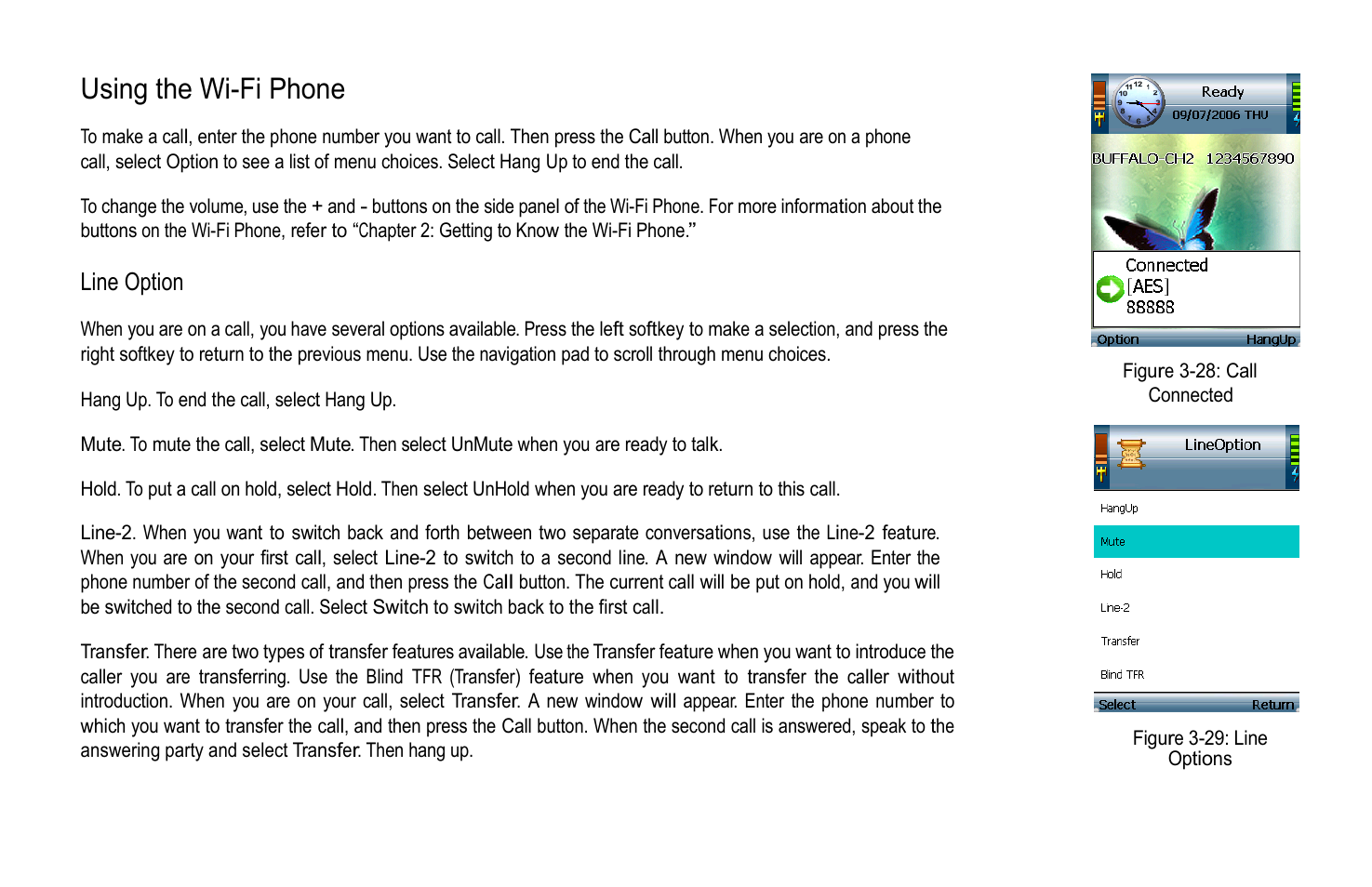Using the wi-fi phone, Line option | PLANET VIP-193 User Manual | Page 28 / 83