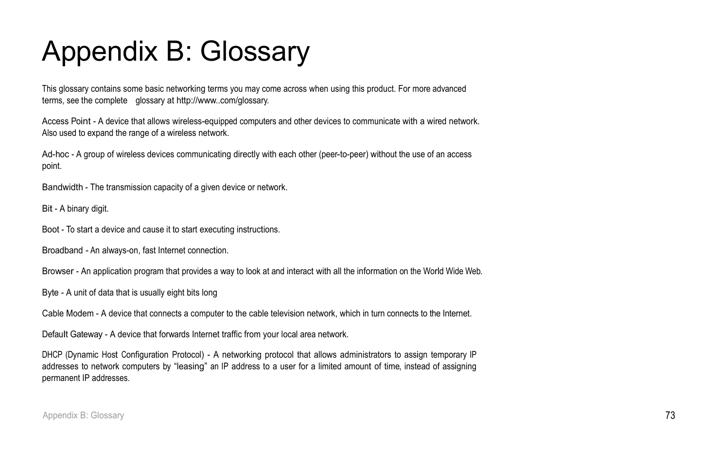Appendix b: glossary | PLANET VIP-193 User Manual | Page 78 / 83