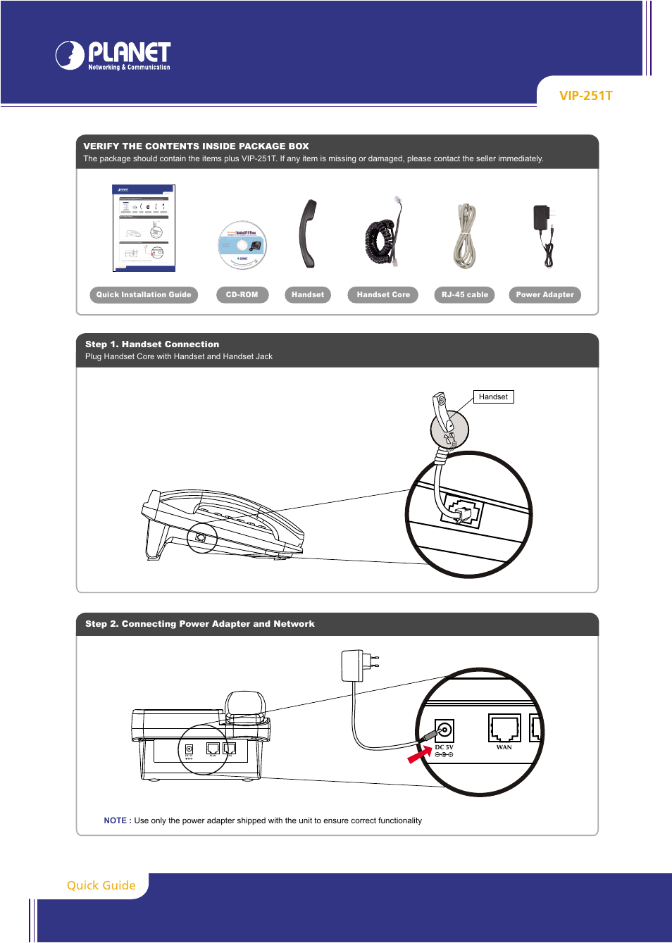 PLANET VIP-251T User Manual | 2 pages