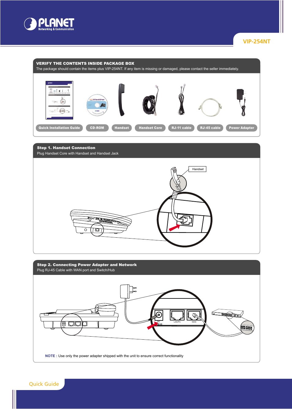 PLANET VIP-254NT User Manual | 2 pages