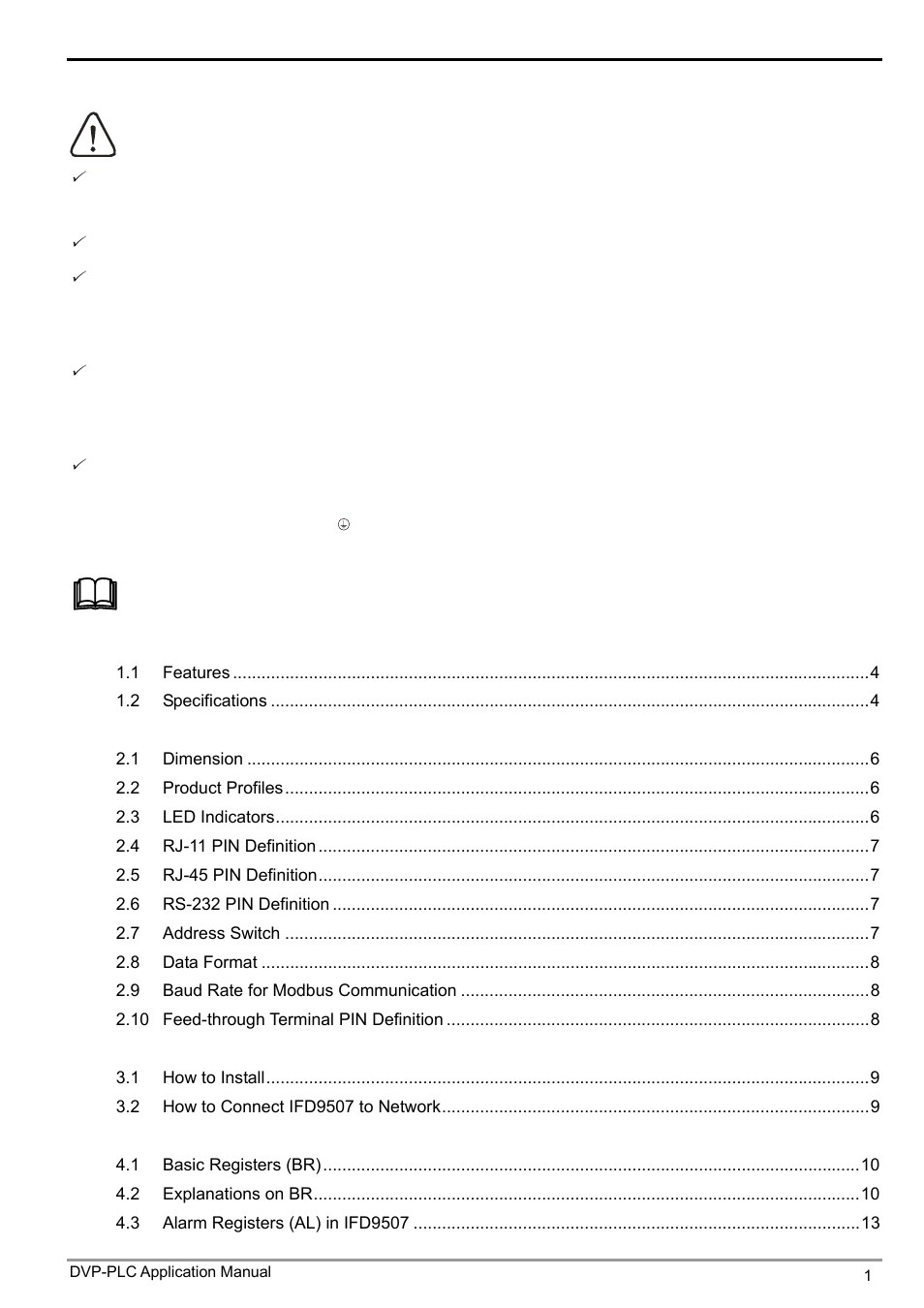 Delta Electronics Ethernet Communication Module IFD9507 User Manual | Page 3 / 72