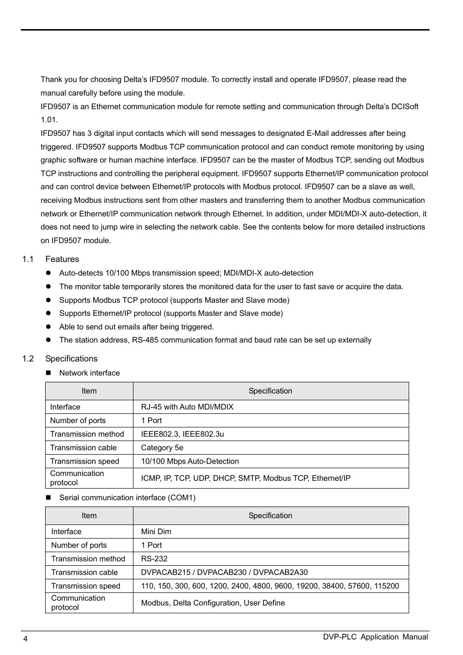 Ethernet communication module ifd9507 | Delta Electronics Ethernet Communication Module IFD9507 User Manual | Page 6 / 72