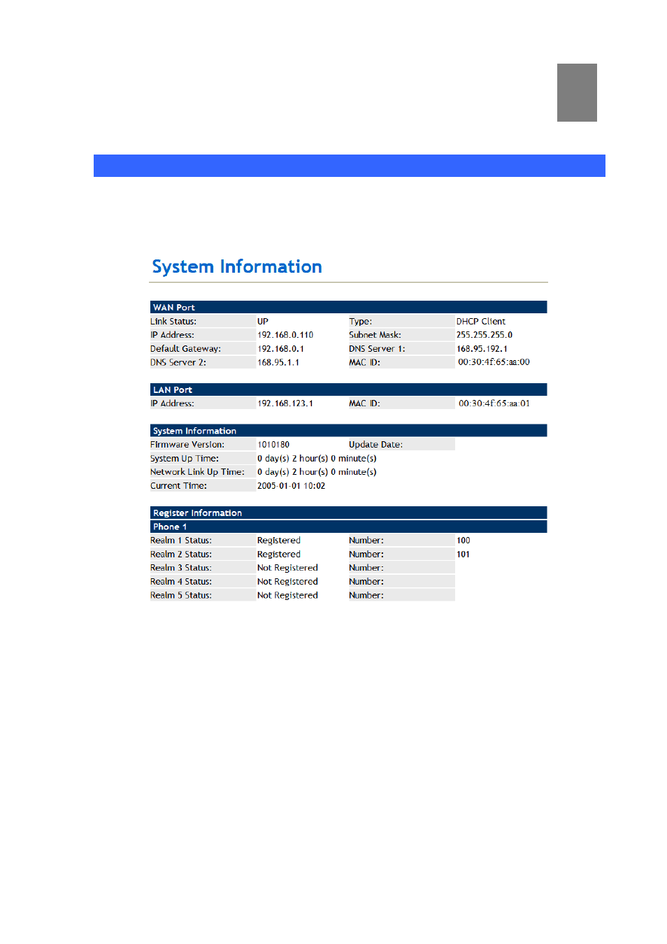 Chapter 4 voip ip phone configurations, Information | PLANET VIP-254NT User Manual | Page 17 / 57