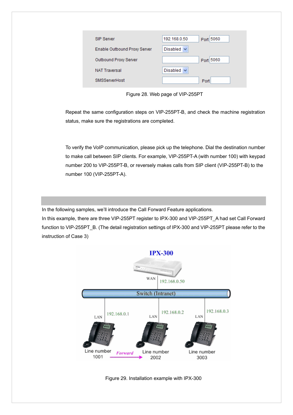 Case 2: call forward feature example | PLANET VIP-255PT User Manual | Page 30 / 35