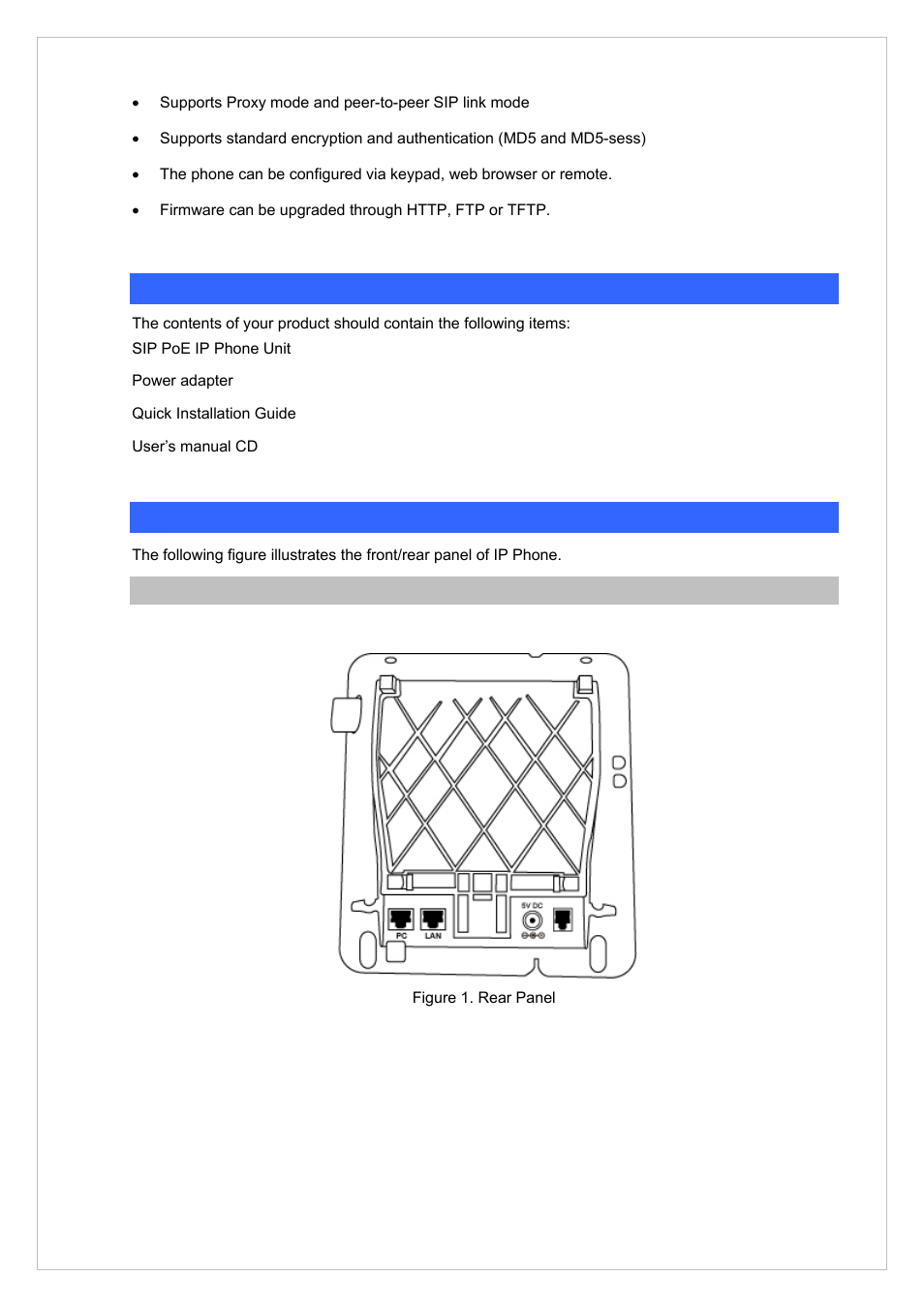 Package content, Physical details, Rear view | PLANET VIP-255PT User Manual | Page 7 / 35