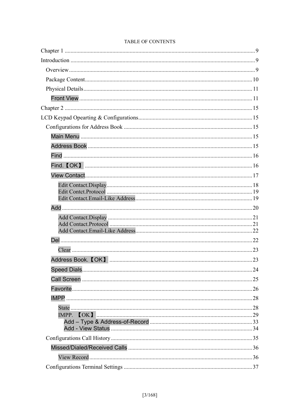 PLANET VIP-350PT User Manual | Page 3 / 168