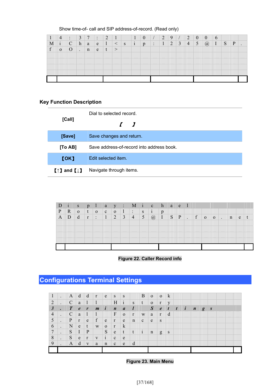 Configurations terminal settings | PLANET VIP-350PT User Manual | Page 37 / 168
