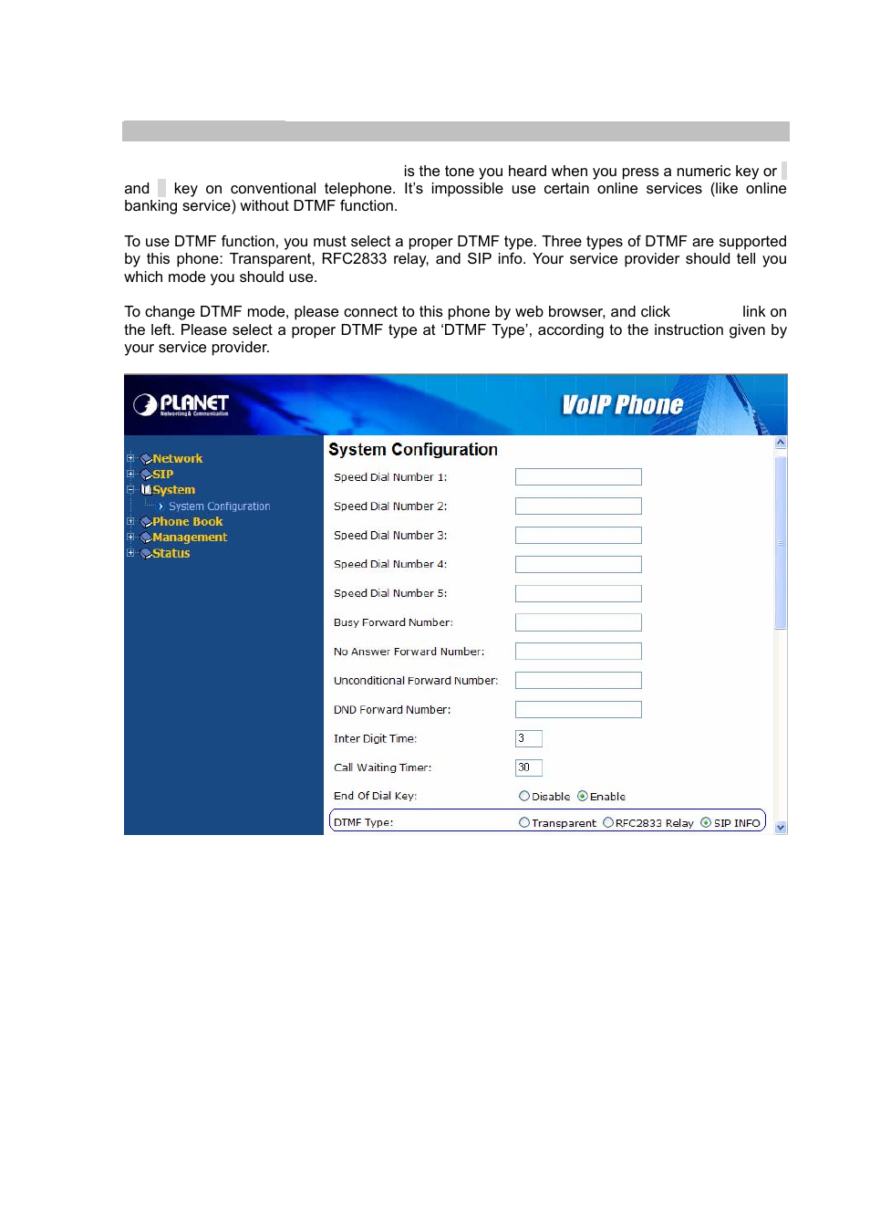 Select dtmf types | PLANET VIP-351PT User Manual | Page 43 / 53
