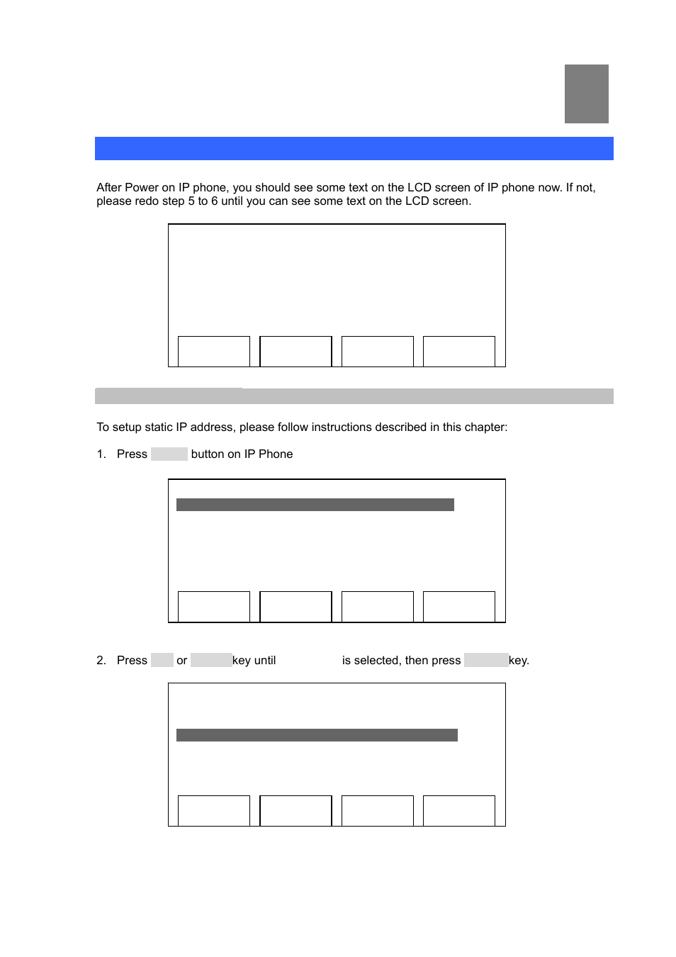 Chapter 2 system setup and basic operating, System configurations for lcd / web, Network setup (static) | Planet | PLANET VIP-351PT User Manual | Page 8 / 53