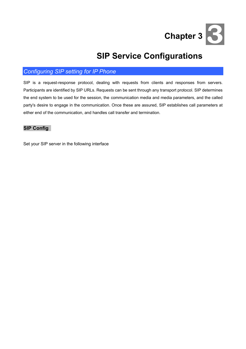 Chapter 3 sip service configurations, Configuring sip setting for ip phone, Sip config | Chapter 3, Sip service configurations | PLANET VIP-360PT User Manual | Page 31 / 65