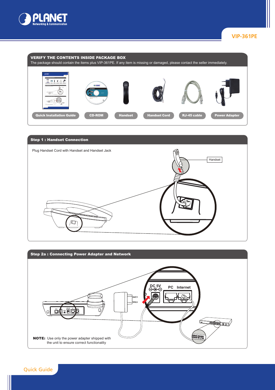 PLANET VIP-361PE User Manual | 2 pages