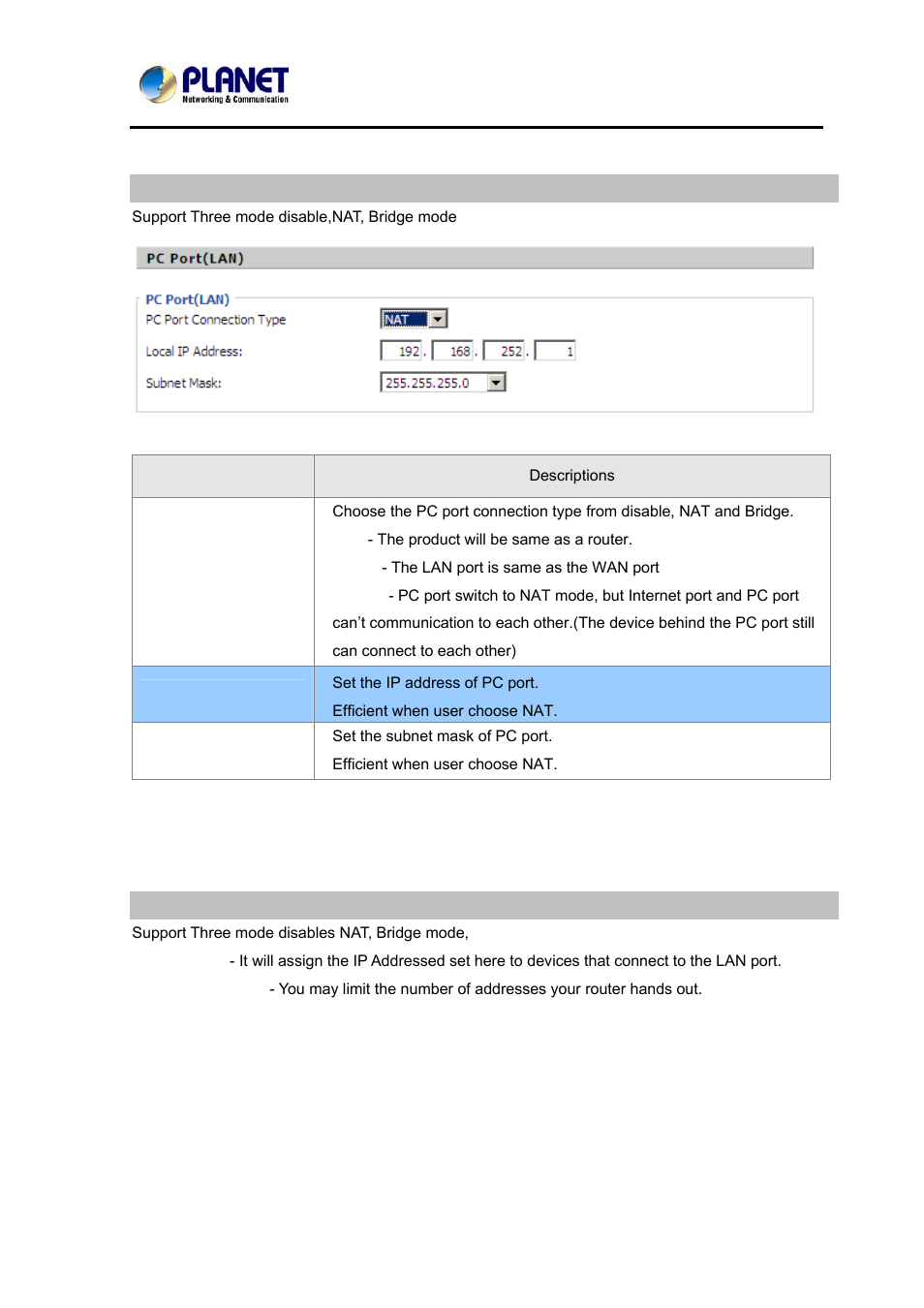 Pc port(lan), Network address server settings (dhcp), Reless | PLANET VIP-362WT User Manual | Page 35 / 64