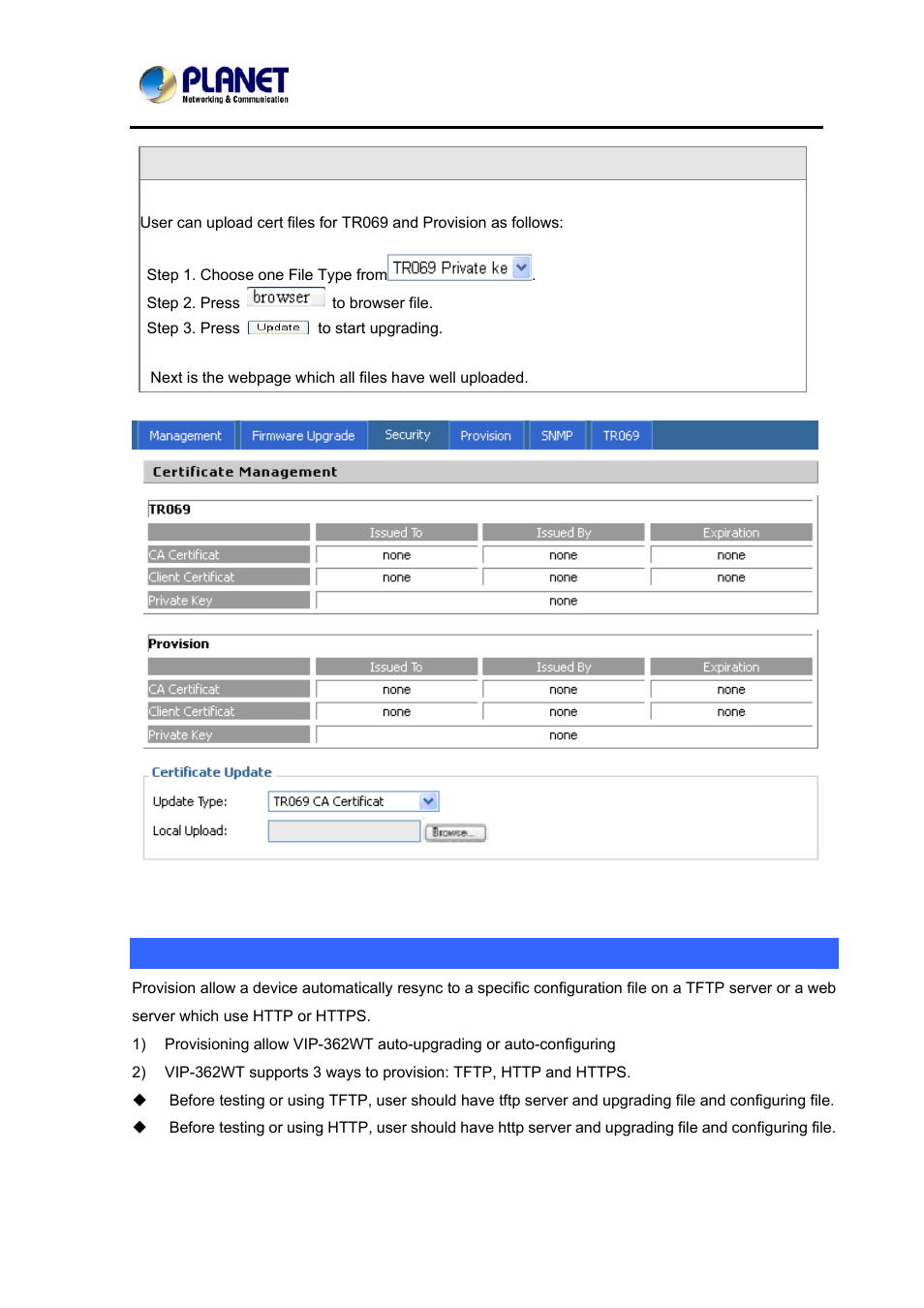 Provision | PLANET VIP-362WT User Manual | Page 58 / 64