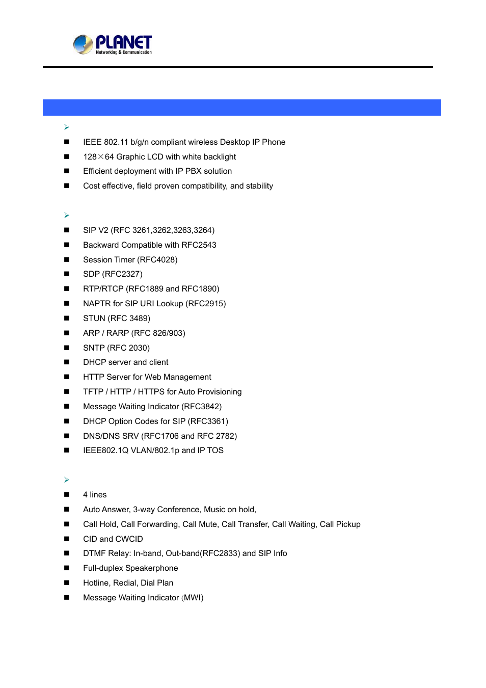 Product feature, Package content | PLANET VIP-362WT User Manual | Page 8 / 64