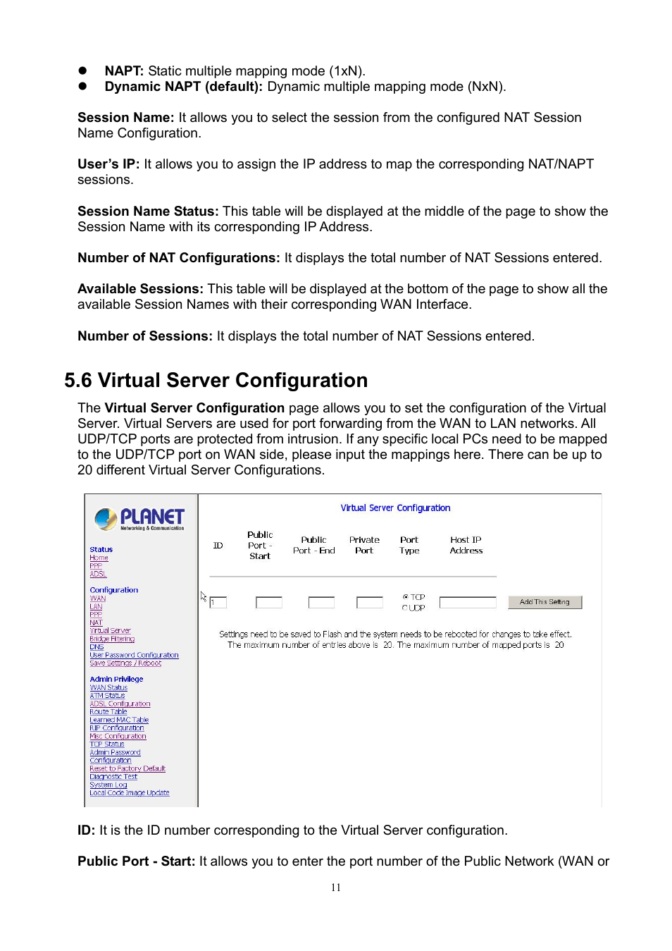 6 virtual server configuration | PLANET ADE-3100 User Manual | Page 29 / 51