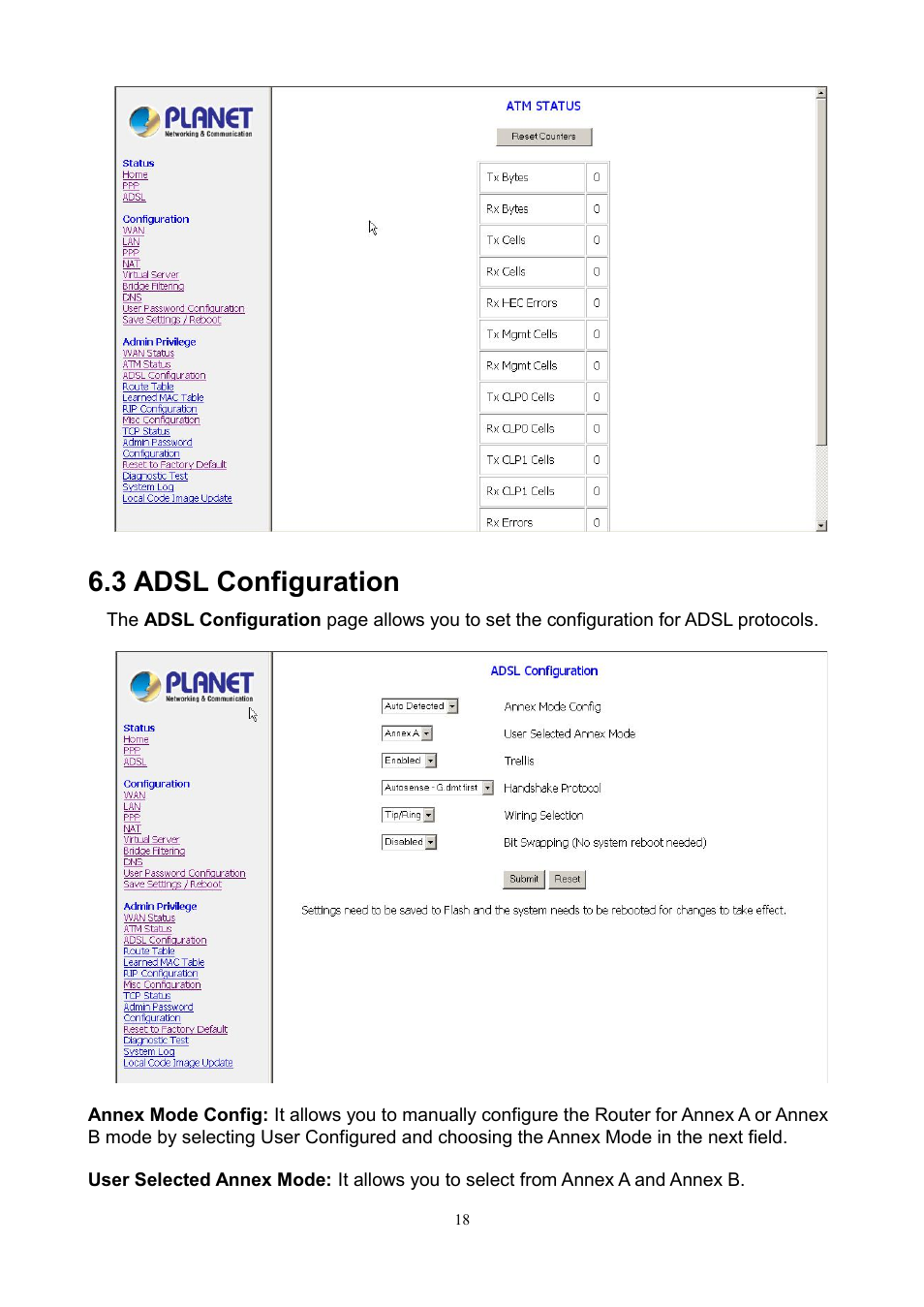 3 adsl configuration | PLANET ADE-3100 User Manual | Page 36 / 51