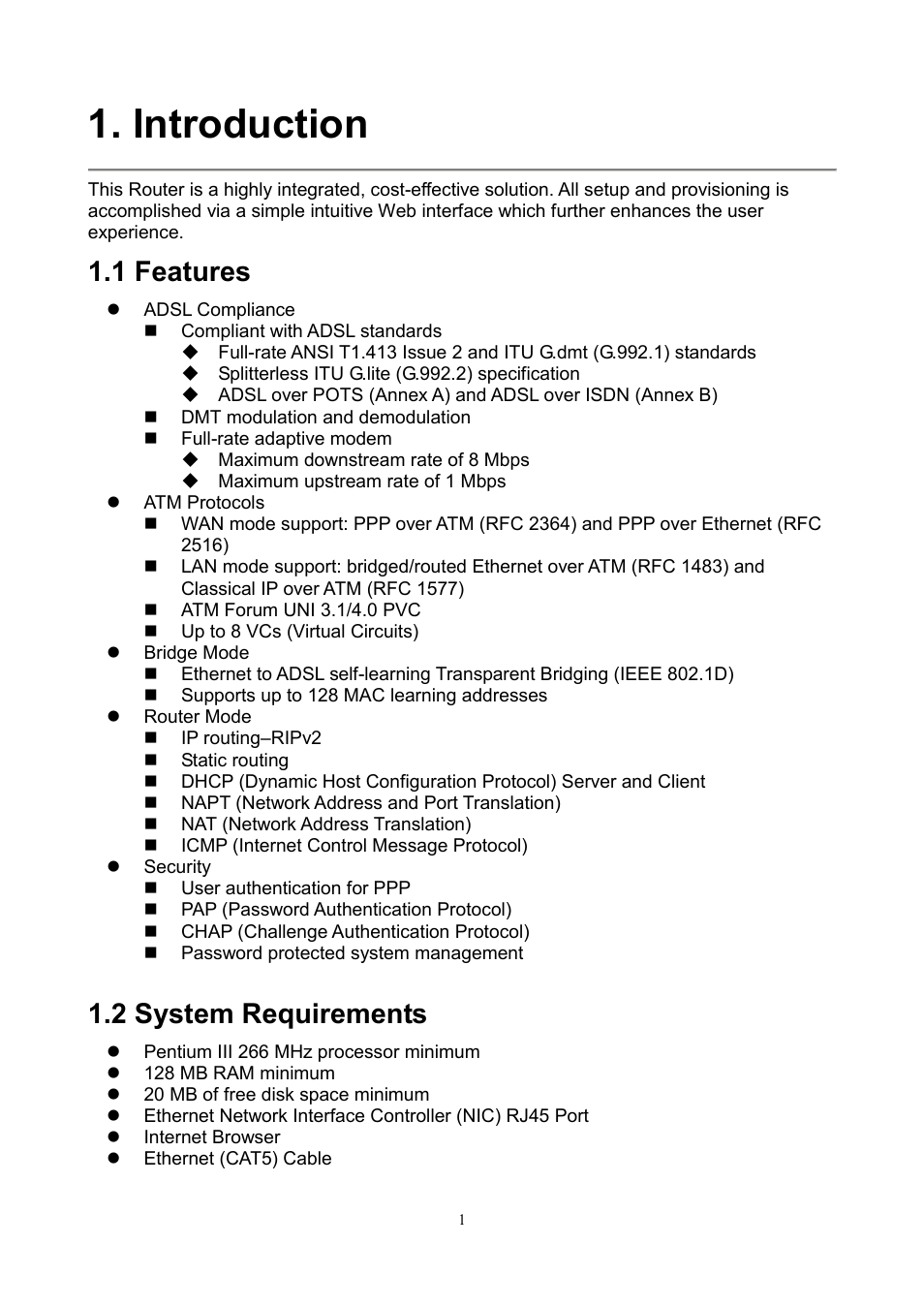 Introduction, 1 features, 2 system requirements | PLANET ADE-3100 User Manual | Page 6 / 51