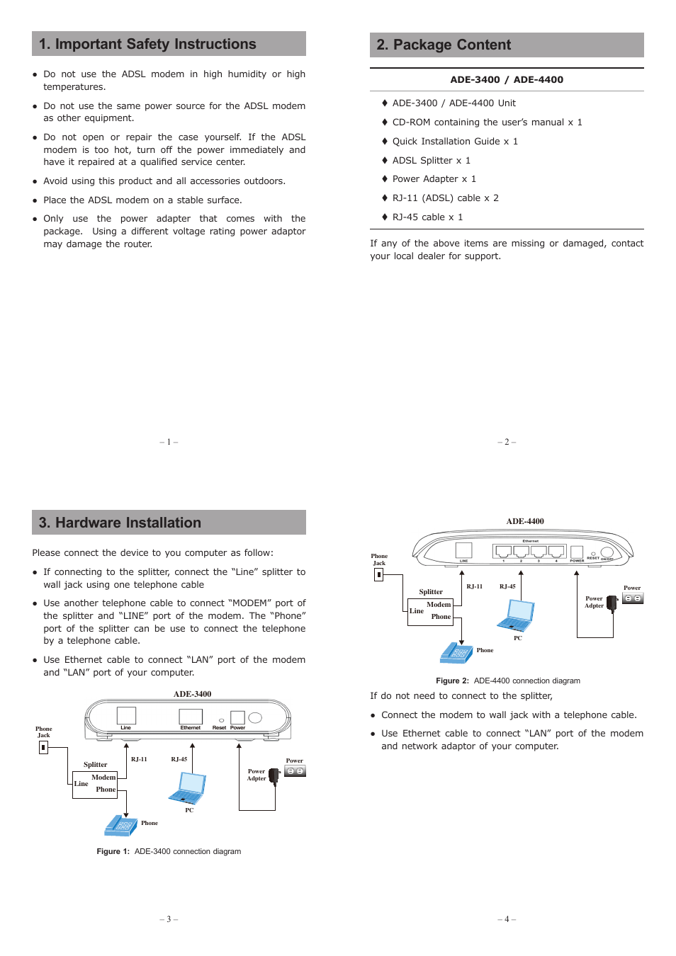 PLANET ADE-3400 User Manual | 2 pages