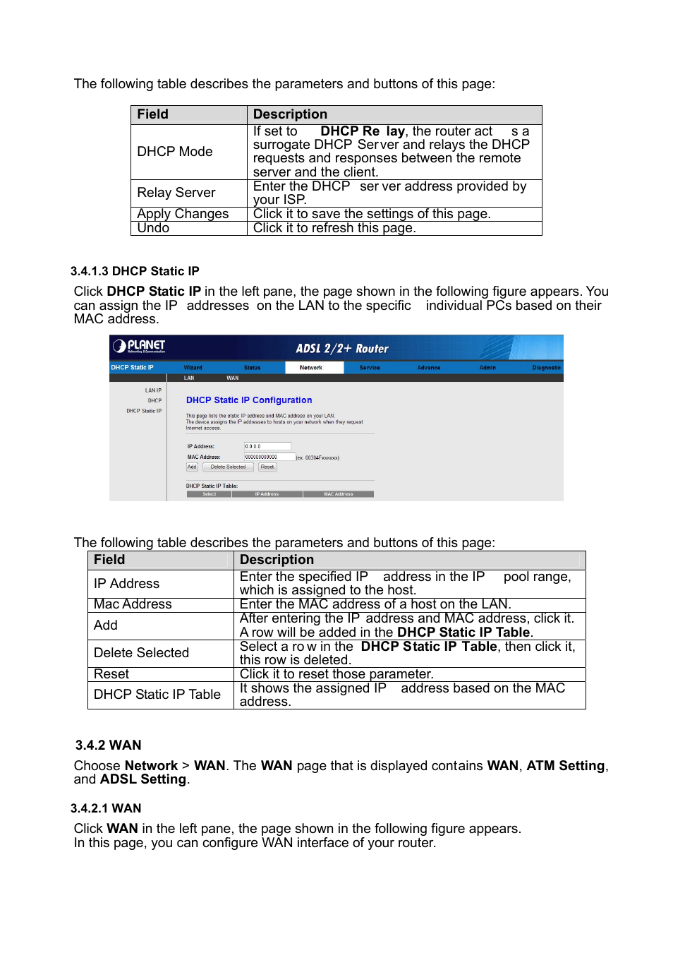 3 dhcp static ip, 2 wan, 1 wan | PLANET ADE-3400 User Manual | Page 30 / 61