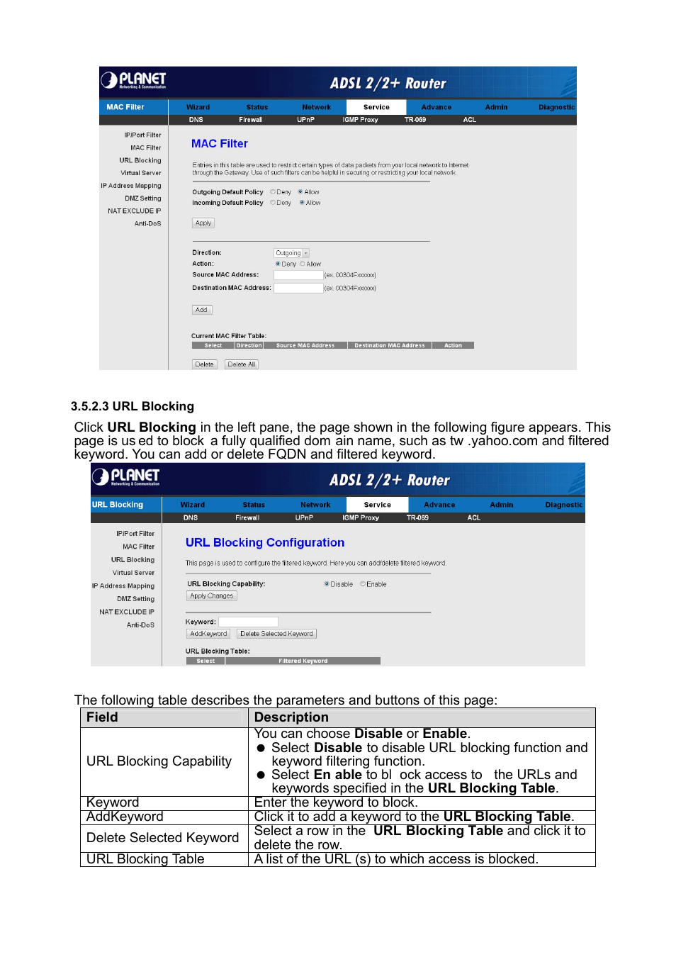 3 url blocking | PLANET ADE-3400 User Manual | Page 37 / 61