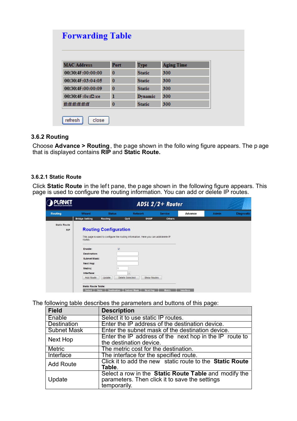2 routing, 1 static route | PLANET ADE-3400 User Manual | Page 44 / 61
