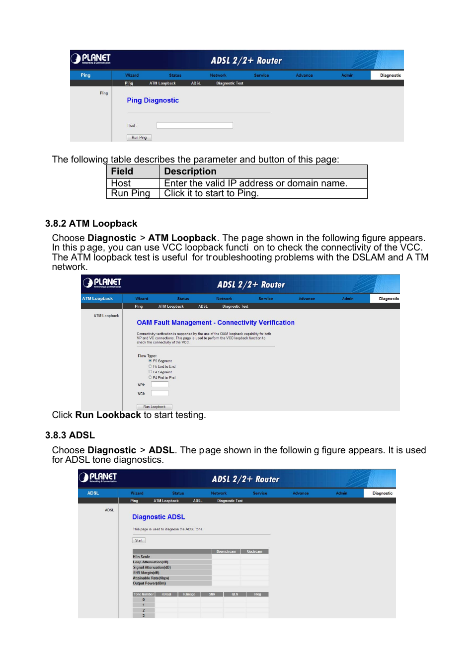 2 atm loopback, 3 adsl | PLANET ADE-3400 User Manual | Page 52 / 61