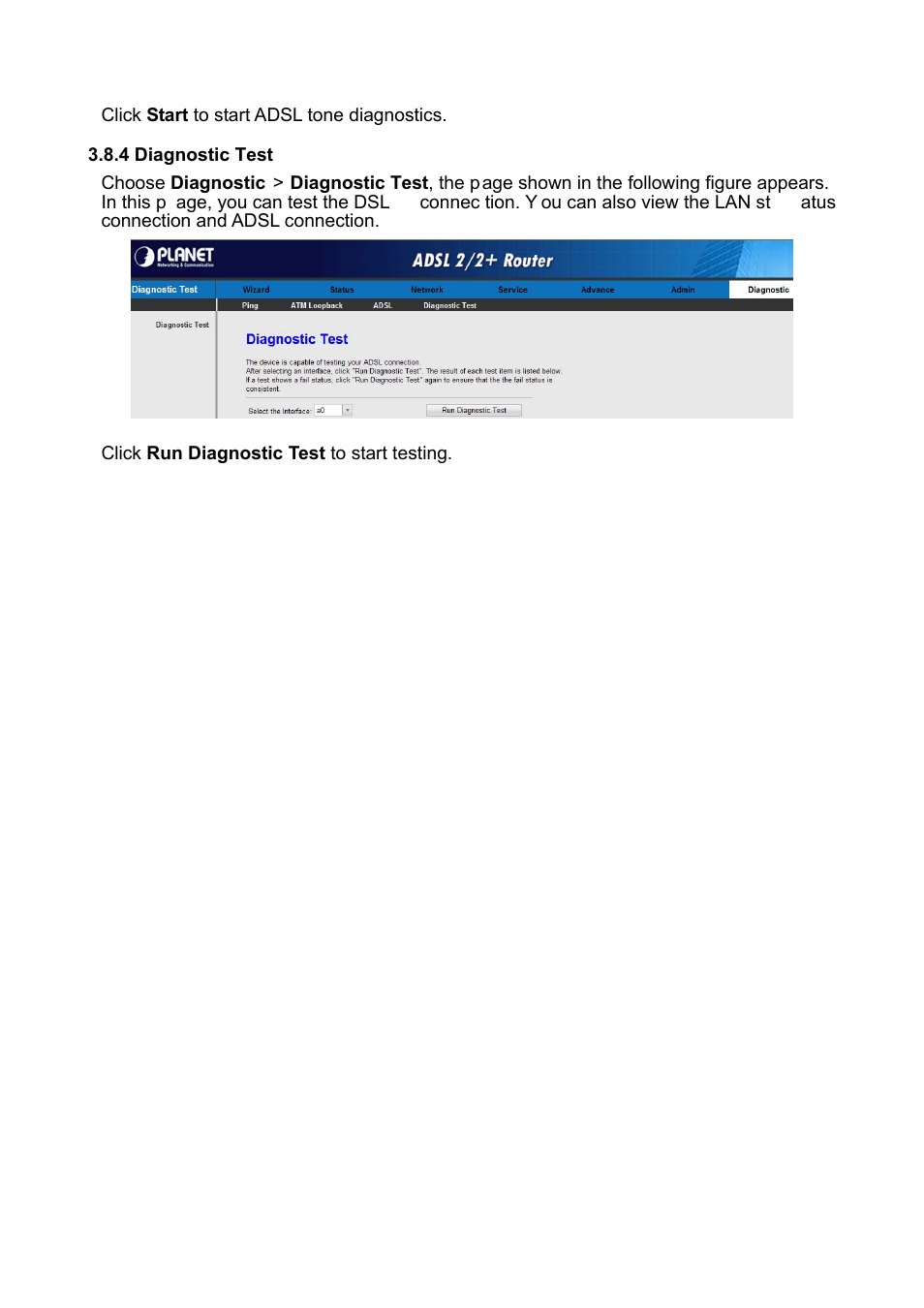 4 diagnostic test | PLANET ADE-3400 User Manual | Page 53 / 61