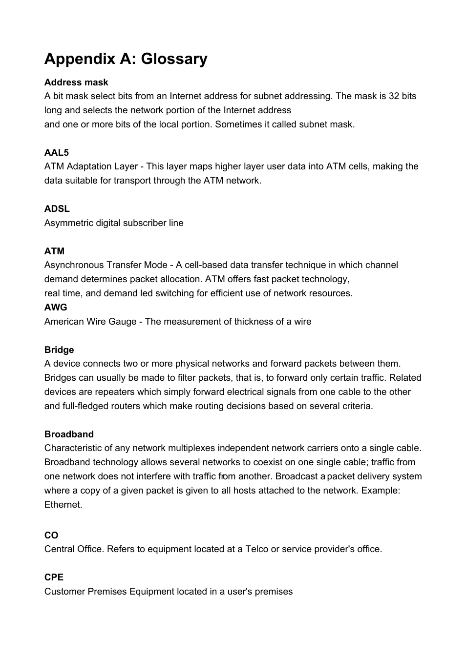 Appendix a: glossary | PLANET ADE-3400 User Manual | Page 54 / 61