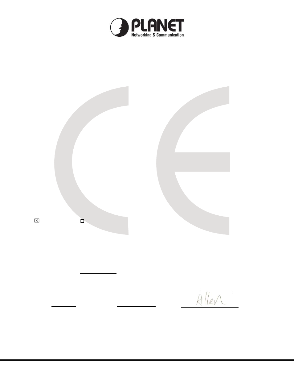 Planet technology corporation, Ec declaration of conformity | PLANET ADN-4000 User Manual | Page 118 / 118