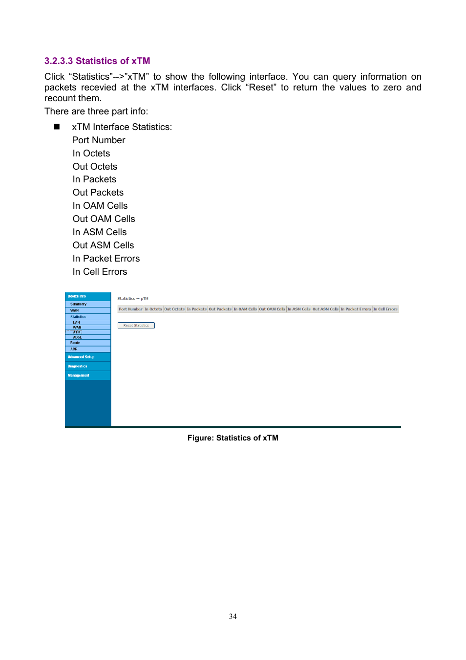 3 statistics of xtm | PLANET ADN-4000 User Manual | Page 34 / 118