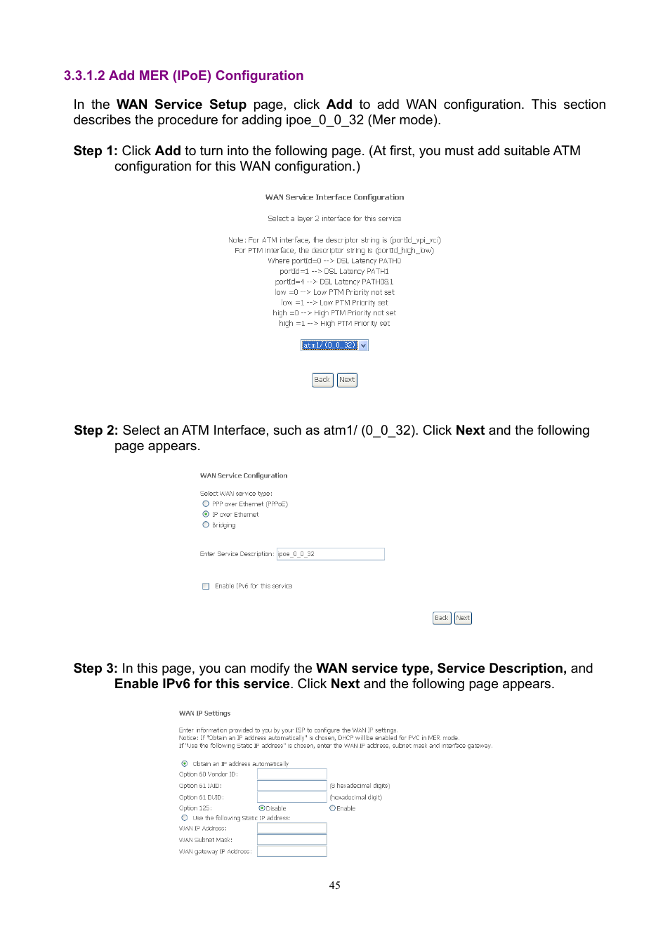 2 add mer (ipoe) configuration | PLANET ADN-4000 User Manual | Page 45 / 118
