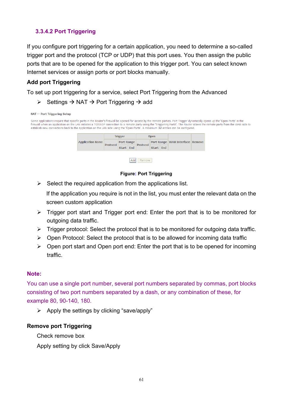 2 port triggering | PLANET ADN-4000 User Manual | Page 61 / 118